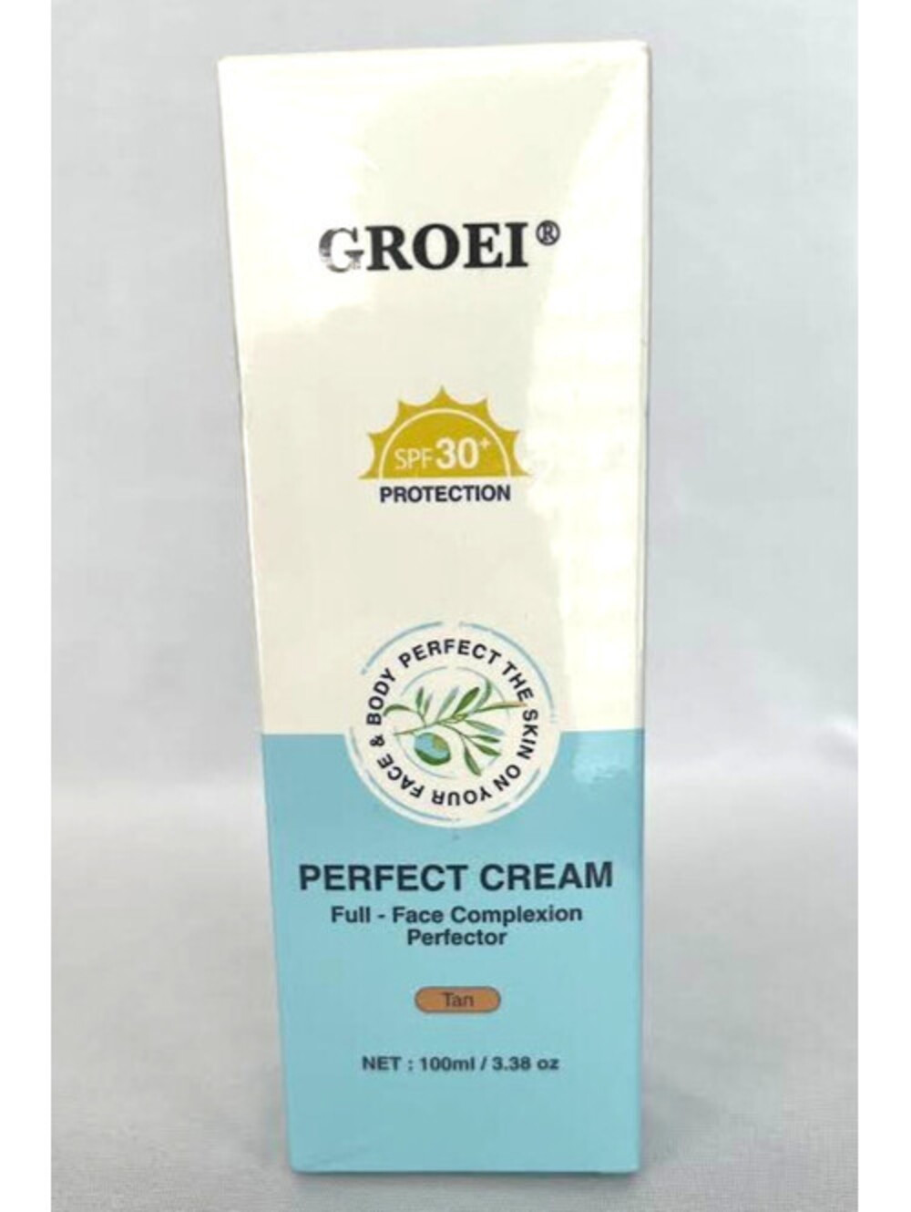 Groei Perfect Cream, Full-Face Complexion Perfector, Tan, Evens Skin Tone, SPF30